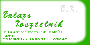 balazs kosztelnik business card